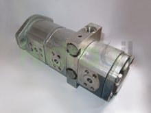 Miniatura de 100146 Haldex bomba hidráulica triple de engranajes con eje estriado y bloque de válvulas